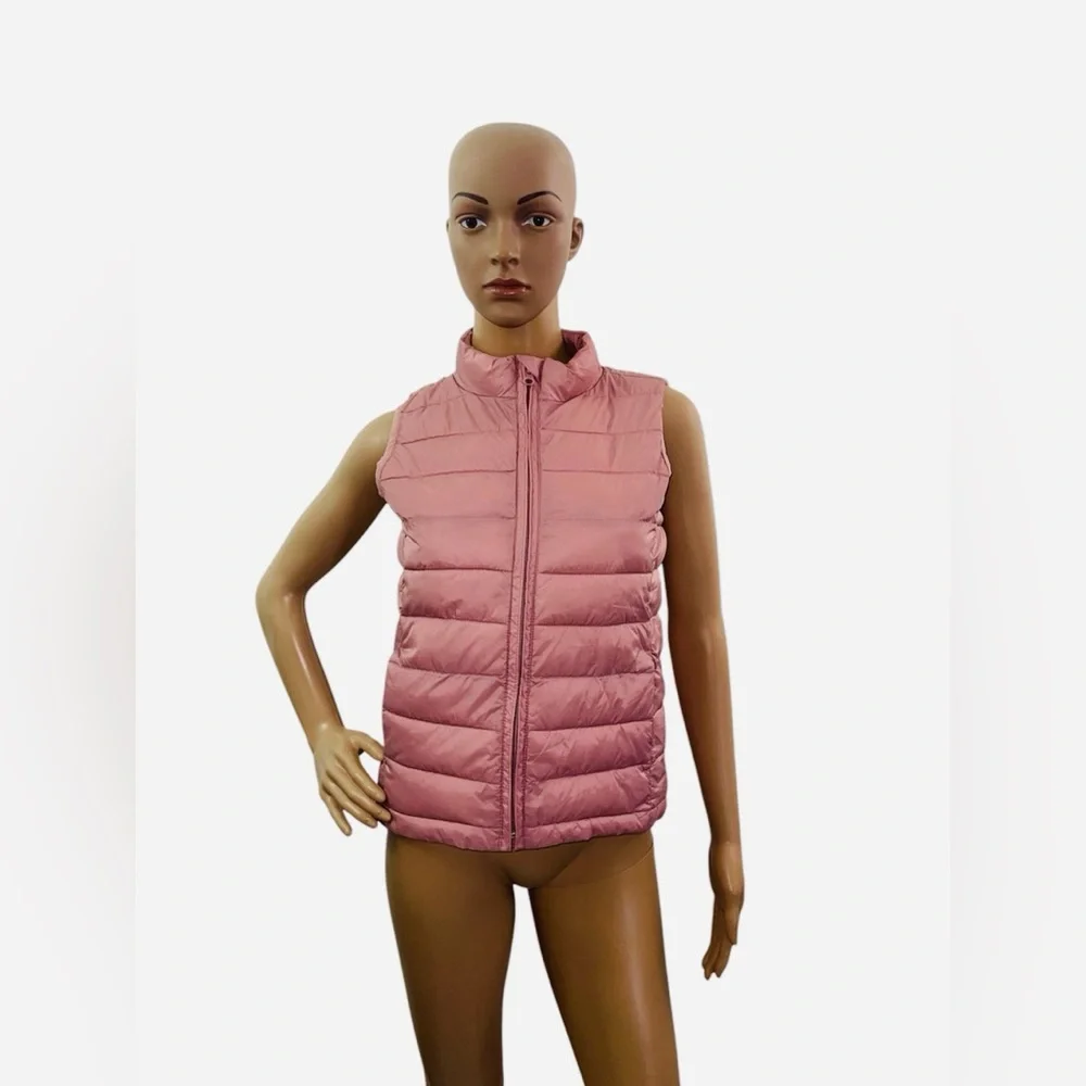 Gap Kids Girls Size XL Sleeveless Solid Light Pink Full Zipper Puffer Vest